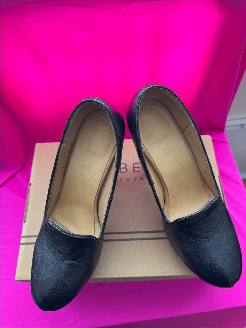 Bed Stu Black Leather Platform Pumps